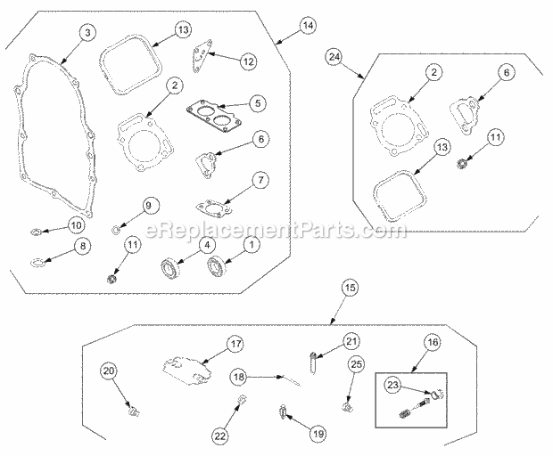 Gasket Sets And Carburetor Overhaul Kit Diagram and Parts List for GT2521-48 13A-278M710 Cub Cadet Lawn Tractor
